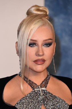 Christina Aguilera, 12 Mart 2023 'te Wallis Annenberg Sahne Sanatları Merkezi' ndeki Vanity Fair Oscar Partisi 'nde.