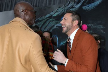 Shazam 'dan Djimon Hounsou, Zachary Levi! Los Angeles Tanrılarının Öfkesi 'nin galası 14 Mart 2023' te Westwood, CA