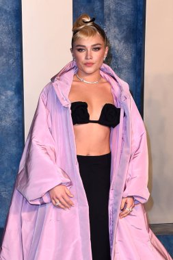 LOS ANGELES - MAR 12:  Florence Pugh at the 2023 Vanity Fair Oscar Party at the Wallis Annenberg Center for the Performing Arts on March 12, 2023 in Beverly Hills, CA clipart