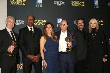 LOS ANGELES - FEB 4:  Brent Spiner, Michael Dorn, Marina Sirtis, Patrick Stewart, Wil Wheaton, Gates McFadden at the 2024 Saturn Awards at the Burbank Convention Center on February 4, 2024 in Burbank, CA clipart