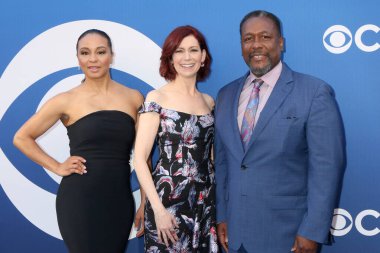 LOS ANGELES, USA - MAY 2, 2024:  Carra Patterson, Carrie Preston, Wendell Pierce at the CBS Fall Preview Party at the Paramount Studios on May 2, 2024 in Los Angeles, CA clipart