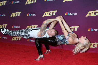 LOS ANGELES, USA - SEPTEMBER 3, 2024:  Illya Strakhov, Anastasiia Strakhov at the America's Got Talent Live Show Red Carpet at the Hotel Dena on September 3, 2024 in Pasadena, CA clipart