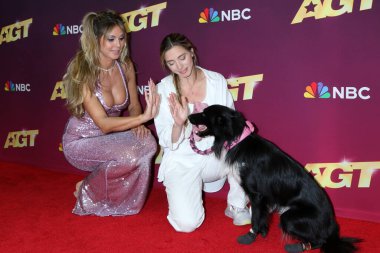 LOS ANGELES, USA - SEPTEMBER 17, 2024:  Heidi Klum, Roni Sagi, Rhythm at the America's Got Talent Final Performances Red Carpet at the Hotel Dena on September 17, 2024 in Pasadena, CA clipart