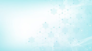 Sağlık hizmetleri ve tıbbi model yenilik kavramı bilim arka plan tasarımı. Soyut geometrik altıgenler tıbbı ve bilim geçmişini şekillendirir.