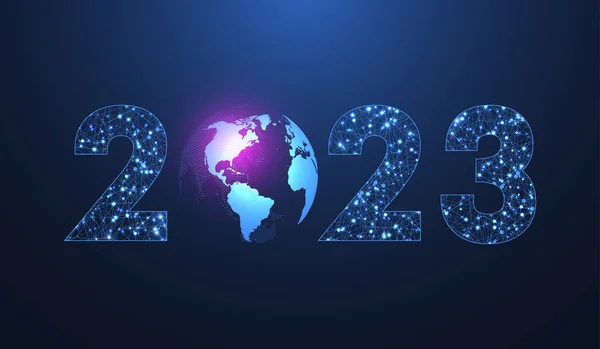 Современный Футуристический Технологический Шаблон Счастливого Рождества Нового 2023 Года Соединенными — стоковое фото