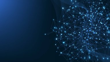 Noktalar ve doğrular ile küresel ağ bağlantıları. Kablo çerçeve arka planı. Soyut bağlantı yapısı. Çokgen uzay arkaplanı, illüstrasyon.