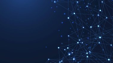 Technology abstract lines and dots connection background. Connection digital data and big data concept. Digital data visualization, illustration.