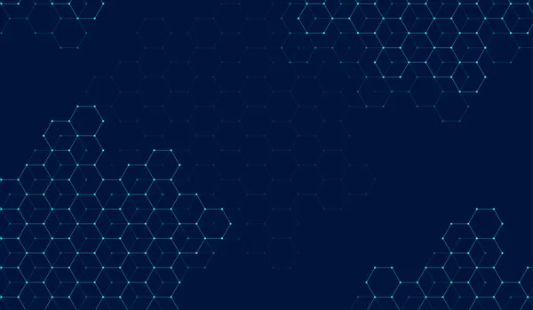 Technology abstract lines and dots connect background with hexagons. Hexagon grid. Hexagons connection digital data and big data concept. Hex digital data visualization, illustration