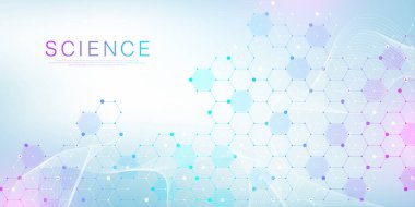 Sağlık hizmetleri ve tıbbi model yenilik kavramı arka plan tasarımı. Soyut geometrik altıgenler tıbbı ve bilim geçmişini şekillendirir. Vektör illüstrasyonu.