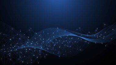 Teknoloji soyut çizgileri ve noktalar bağlantı arka planı. Bağlantı dijital veri ve büyük veri kavramı. Dijital veri görselleştirme illüstrasyonu.