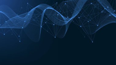 Teknoloji soyut çizgileri ve noktalar bağlantı arka planı. Bağlantı dijital veri ve büyük veri kavramı. Dijital veri görselleştirme illüstrasyonu.