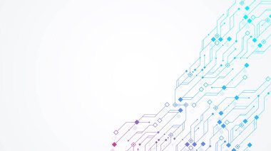 Quantum computer technologies concept. Futuristic blue circuit board background. Modern technology circuit board texture background design. Waves flow. Quantum explosion technology, illustration.