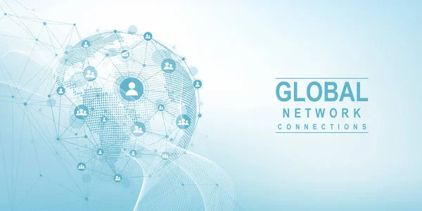 Globales Netzwerk Verbindungskonzept Visualisierung Von Big Data Kommunikation Über Soziale — Stockvektor