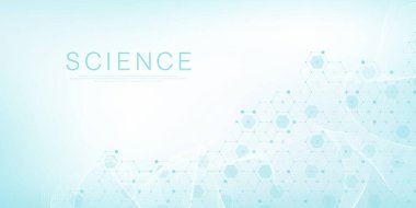 Sağlık hizmetleri ve tıbbi model yenilik kavramı arka plan tasarımı. Soyut geometrik altıgenler tıbbı ve bilim geçmişini şekillendirir. Vektör illüstrasyonu.