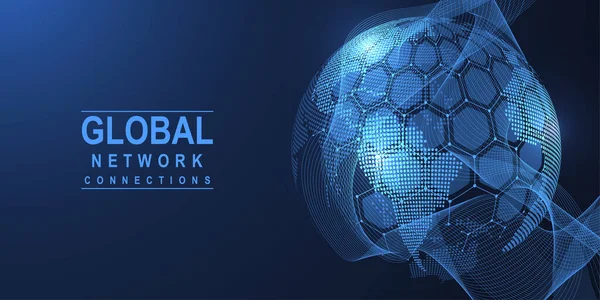 Концепція Глобального Єднання Мережею Велика Візуалізація Даних Соціальна Мережа Язку — стоковий вектор