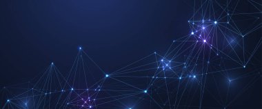 Grafik olarak soyut arkaplan iletişimi. Derinlik perspektifi. Büyük veri kompleksi. Bileşik çizgiler ve noktalarla en düşük dizi. Dijital veri görselleştirme. Büyük veri vektörü illüstrasyonu.