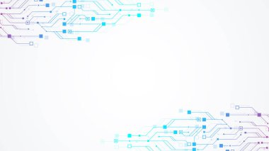 Quantum computer technologies concept. Futuristic blue circuit board background. Modern technology circuit board texture background design. Waves flow. Quantum explosion technology, illustration.