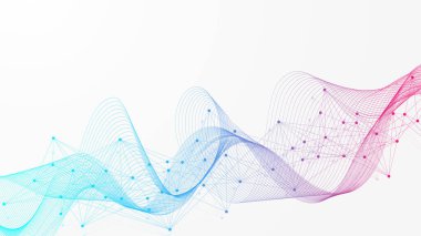 Technology abstract lines and dots connection background. Connection digital data and big data concept. Digital data visualization, illustration.