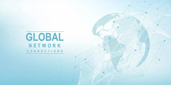 Concepto Conexión Red Global Visualización Macrodatos Comunicación Redes Sociales Las — Vector de stock