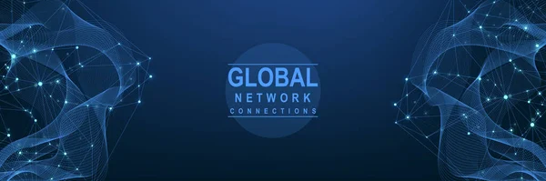 Conceito Conexão Rede Global Visualização Big Data Comunicação Redes Sociais — Vetor de Stock