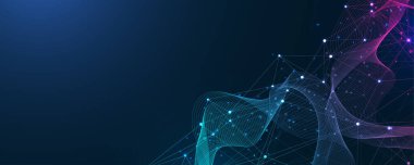 Technology abstract lines and dots connection background. Connection digital data and big data concept. Digital data visualization, illustration.