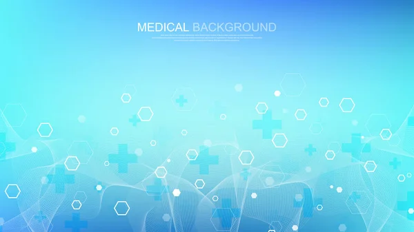ヘルスケアと医療パターン革新の概念の背景デザイン 概要幾何学的六角形は医学と科学の背景を形成する ベクターイラスト — ストックベクタ