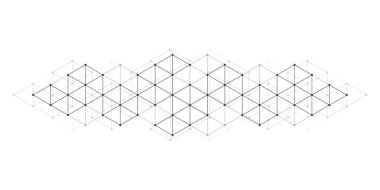Kare kareli modern teknoloji vektör çizimi. Teknoloji afişi küp dokusu şablonu. Çizgiler ve noktalarla dijital geometrik soyutlama.