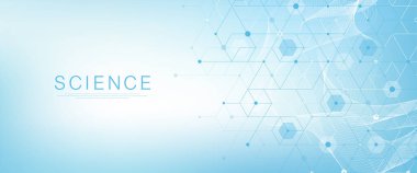 Modern sağlık hizmetleri ya da tıbbi geçmiş tasarımı. Sağlık hizmetleri yenilik kavramı. Yatay başlık web pankartı. Tıp, bilim ve kimya için altıgen şekilli soyut geometrik arkaplan