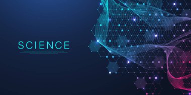 Moleküler soyut yapı ve genetik mühendisliği DNA 'sı. Sağlık ve tıp geçmişi kavramı. Bilimsel araştırma geçmişi. Dalga akışı. Yenilik modeli. Vektör illüstrasyonu