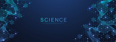 Modern sağlık hizmetleri ya da tıbbi geçmiş tasarımı. Sağlık hizmetleri yenilik kavramı. Yatay başlık web pankartı. Tıp, bilim ve kimya için altıgen şekilli soyut geometrik arkaplan