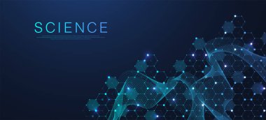 Moleküler soyut yapı ve genetik mühendisliği DNA 'sı. Sağlık ve tıp geçmişi kavramı. Bilimsel araştırma geçmişi. Dalga akışı. Yenilik modeli. Vektör illüstrasyonu