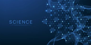 Moleküler soyut yapı ve genetik mühendisliği DNA 'sı. Sağlık ve tıp geçmişi kavramı. Bilimsel araştırma geçmişi. Dalga akışı. Yenilik modeli. Vektör illüstrasyonu