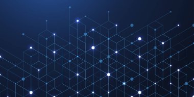 Büyük Veri görselleştirme Dijital Ağ Bağlantısı kavramı arkaplanı. Yapay zeka ve mühendislik teknolojisi. Küresel ağ, çizgiler pleksus, minimum dizi. Vektör illüstrasyonu.