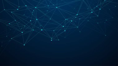 Bağlı çizgi ve noktalarla soyut pleksus arkaplanı. Dalga akışı. Pleksus geometrik etkisi bileşikli büyük veriler. Pleksus çizgileri, minimum dizi. Dijital veri görselleştirme, illüstrasyon.