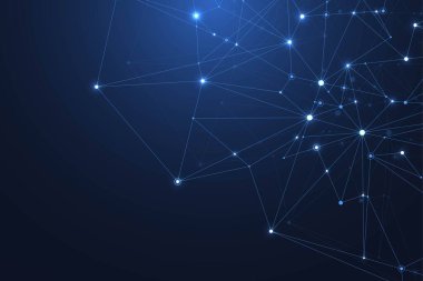 Noktalar ve doğrular ile küresel ağ bağlantıları. Kablo çerçeve arka planı. Soyut bağlantı yapısı. Çokgen uzay arkaplanı, illüstrasyon.