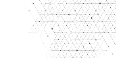 Kare örgülü modern teknoloji çizimi. Teknoloji afişi küp dokusu şablonu. Çizgiler ve noktalarla dijital geometrik soyutlama.