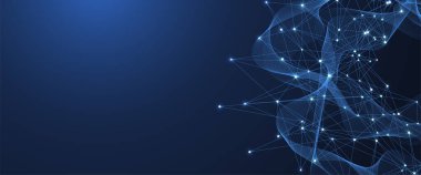 Küresel ağ bağlantısı kavramı. Büyük veri görselleştirmesi. Küresel bilgisayar ağlarındaki sosyal ağ iletişimi. İnternet teknolojisi. İş için. - Bilim. Vektör illüstrasyonu.