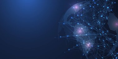 Küresel ağ bağlantısı kavramı. Büyük veri görselleştirmesi. Küresel bilgisayar ağlarındaki sosyal ağ iletişimi. İnternet teknolojisi. İş için. - Bilim. Vektör illüstrasyonu.