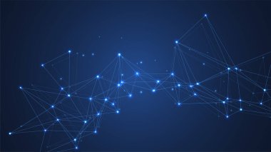 Küresel ağ bağlantısı kavramı. Büyük veri görselleştirmesi. Küresel bilgisayar ağlarındaki sosyal ağ iletişimi. İnternet teknolojisi. İş için. - Bilim. Vektör illüstrasyonu.