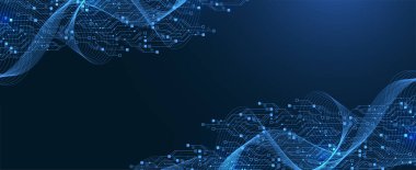 Devre elektrik hattı tarzında yapay zeka. Dijital fütüristik makine öğrenme tasarımı. Web sitesi, afiş, başlık, sosyal medya, mobil uygulama, UI için yapay zeka grafik tasarımı. Vektör illüstrasyonu.