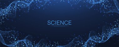 Moleküler soyut yapı ve genetik mühendisliği DNA 'sı. Sağlık ve tıp geçmişi kavramı. Bilimsel araştırma geçmişi. Dalga akışı. Yenilik modeli. Vektör illüstrasyonu