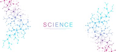 Moleküler soyut yapı ve genetik mühendisliği DNA 'sı. Sağlık ve tıp geçmişi kavramı. Bilimsel araştırma geçmişi. Dalga akışı. Yenilik modeli. Vektör illüstrasyonu