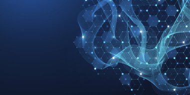 Moleküler soyut yapı ve genetik mühendisliği DNA 'sı. Sağlık ve tıp geçmişi kavramı. Bilimsel araştırma geçmişi. Dalga akışı. Yenilik modeli. Vektör illüstrasyonu