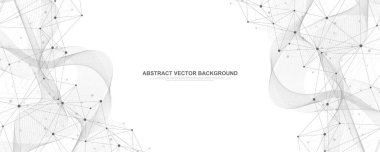 Küresel ağ bağlantısı kavramı. Büyük veri görselleştirmesi. Küresel bilgisayar ağlarındaki sosyal ağ iletişimi. İnternet teknolojisi. İş için. - Bilim. Vektör illüstrasyonu.