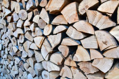 Stacked logs for the fireplace