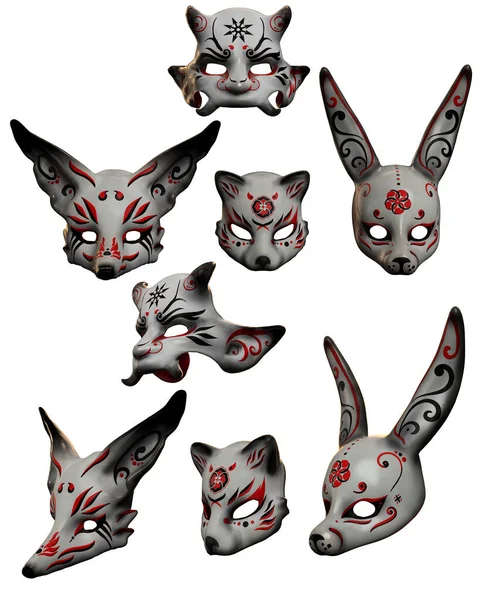 Japans Aziatisch Fantasy Maskers Animal Spirit Mask Festival — Stockfoto