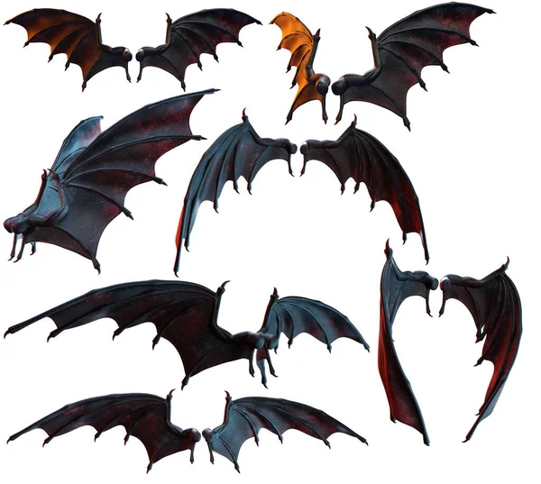 Fantasy Demon Devil Wings Bat Wings Dragon Wings Different Poses — Stok fotoğraf