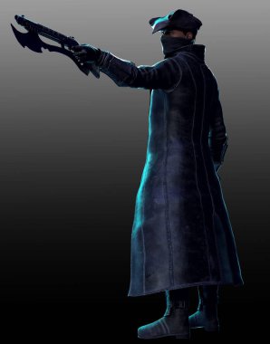 Fantezi Haydut, Korsan, veya Deri Ceketli Düellocu, Maskeli ve Tüylü Şapkalı