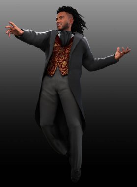 Fantezi Steampunk Man, Viktorya Dönemi Adamı Top Hat and Vintage Suit