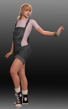 Mutlu Sarışın Gençler, Gençlik Öncesi veya Sarışın Sarışın Saçlı Genç Kız ve At Kuyruklu Braid